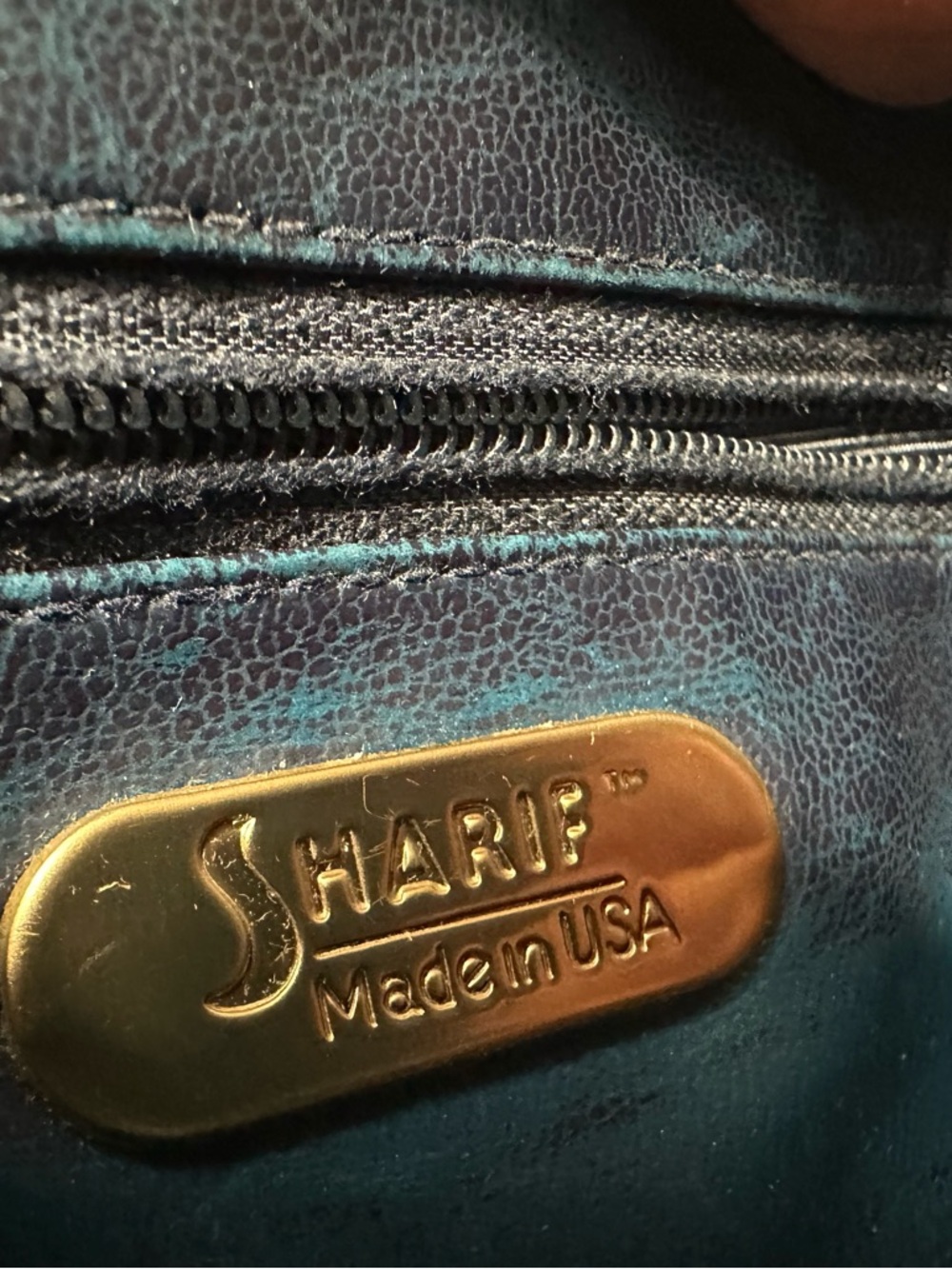 Vintage Sharif Leather Crossbody Shoulder Bag Blue Patchwork Boho 80s- Early 90s - Picture 6 of 9